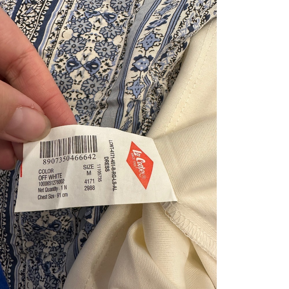 19 Cooper Blue and White Patterned Midi Dress - Picture 7 of 7